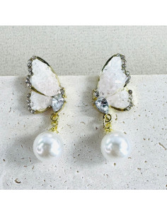 Kolczyki MOTYLKI MOTYLE z PERŁĄ Lolita AKCESORIA srebrny... 2