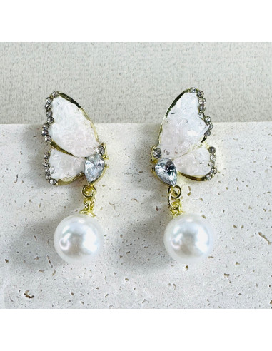 Kolczyki MOTYLKI MOTYLE z PERŁĄ Lolita...