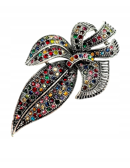 Klasyczna Broszka Brosza Liście srebrny Liść  Lolita Accessories