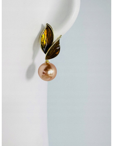 Kolczyki LISTKI Z PERŁĄ PEREŁKI Lolita AKCESORIA srebrny sztyft 925