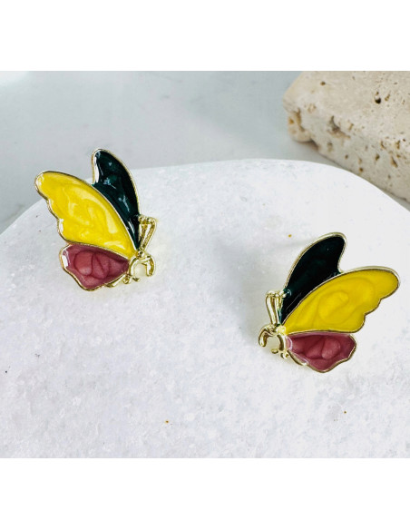 Kolczyki KOLOROWE MOTYLKI MOTYLE Lolita AKCESORIA srebrny sztyft 925