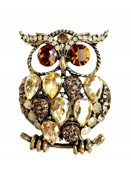 Broszka Brosza SOWA Z KAMIENIAMI Lolita Accessories Przypinka Ozdobna
