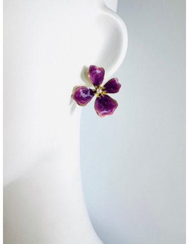 Kolczyki FIOLETOWE KWIATY KWIATKI Lolita...