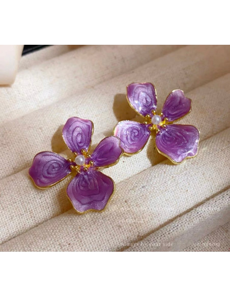 Kolczyki FIOLETOWE KWIATY KWIATKI Lolita AKCESORIA srebrny sztyft 925