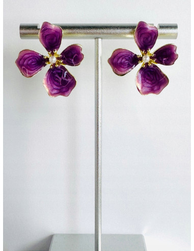Kolczyki FIOLETOWE KWIATY KWIATKI Lolita...
