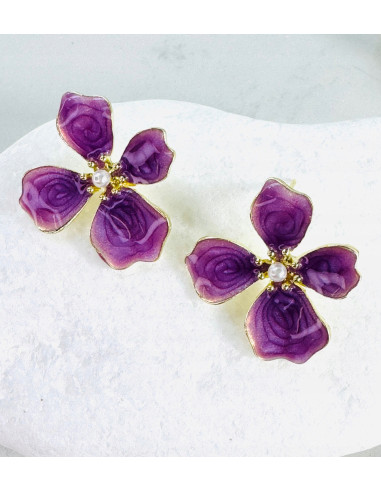 Kolczyki FIOLETOWE KWIATY KWIATKI Lolita...