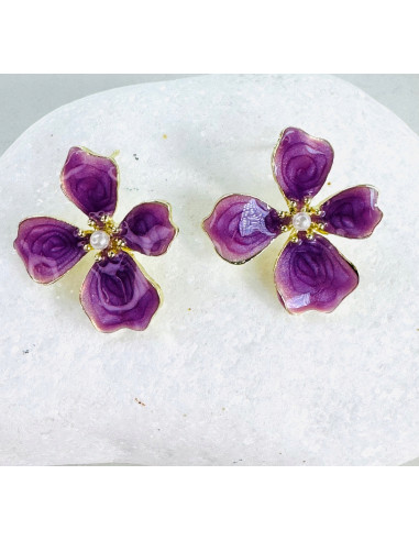 Kolczyki FIOLETOWE KWIATY KWIATKI Lolita...