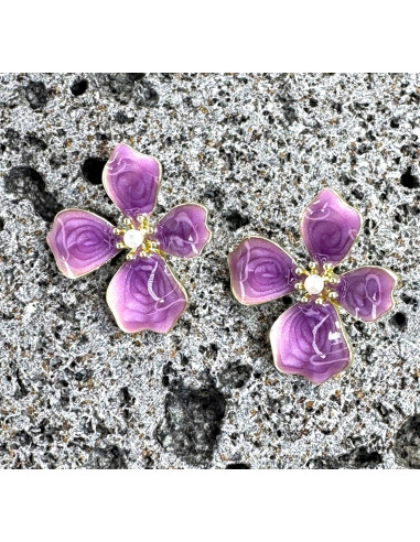 Kolczyki FIOLETOWE KWIATY KWIATKI Lolita...