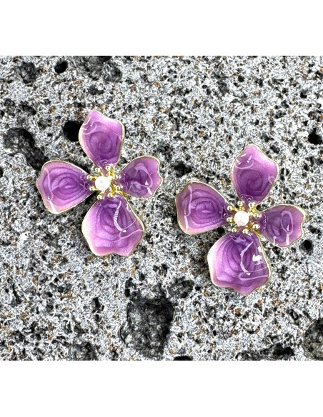 Kolczyki FIOLETOWE KWIATY KWIATKI Lolita AKCESORIA srebrny sztyft 925