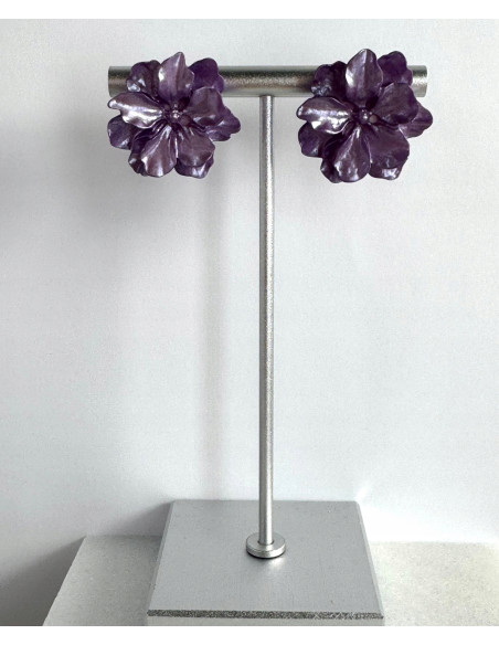Kolczyki FIOLETOWE KWIATY KWIATKI Lolita AKCESORIA srebrny sztyft 925