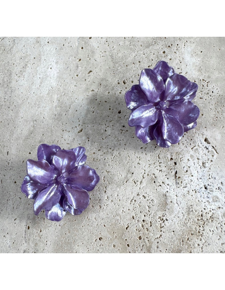 Kolczyki FIOLETOWE KWIATY KWIATKI Lolita AKCESORIA srebrny sztyft 925