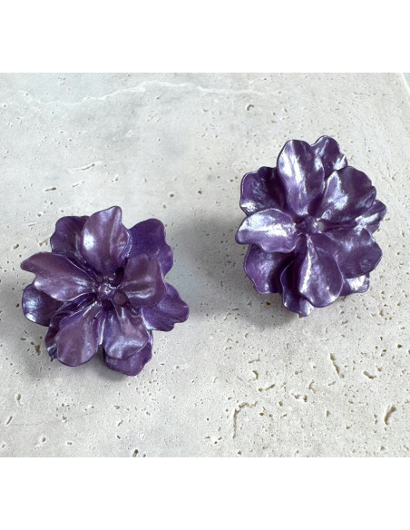 Kolczyki FIOLETOWE KWIATY KWIATKI Lolita AKCESORIA srebrny sztyft 925