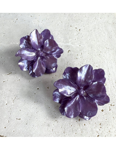 Kolczyki FIOLETOWE KWIATY KWIATKI Lolita...