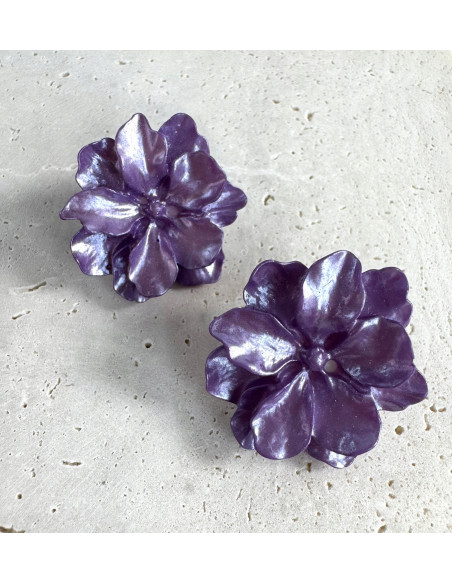 Kolczyki FIOLETOWE KWIATY KWIATKI Lolita AKCESORIA srebrny sztyft 925