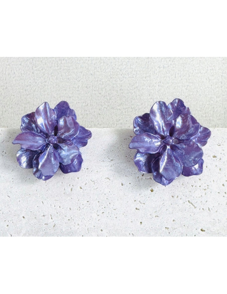 Kolczyki FIOLETOWE KWIATY KWIATKI Lolita AKCESORIA srebrny sztyft 925
