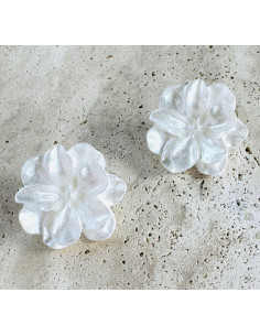 Kolczyki BIAŁE KWIATY KWIATKI Lolita AKCESORIA srebrny...