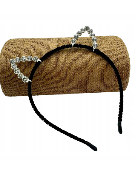 Opaska na włosy Uszka Srebrne Uszka z cyrkoniami Opaska Lolita Accessories