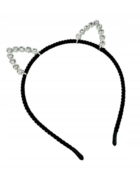 Opaska na włosy Uszka Srebrne Uszka z cyrkoniami Opaska Lolita Accessories