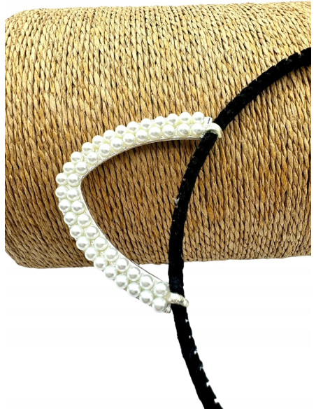 Opaska na włosy Uszka Srebrne Uszka z perełkami Opaska Lolita Accessories