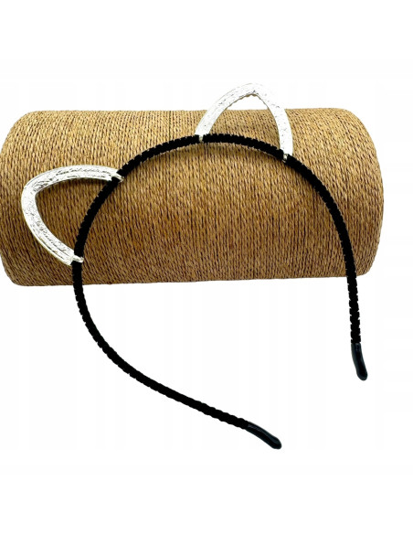 Opaska na włosy Uszka Srebrne Uszka z perełkami Opaska Lolita Accessories