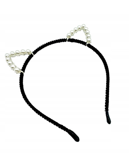 Opaska na włosy Uszka Srebrne Uszka z perełkami Opaska Lolita Accessories