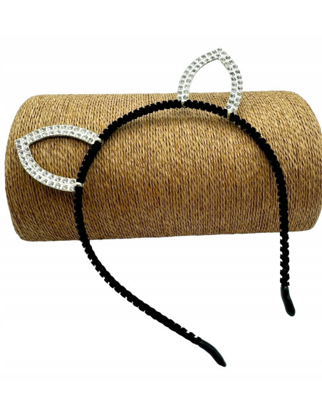 Opaska na włosy Uszka Srebrne Uszka z cyrkoniami Opaska Lolita Accessories