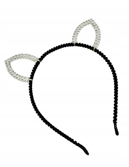 Opaska na włosy Uszka Srebrne Uszka z cyrkoniami Opaska Lolita Accessories