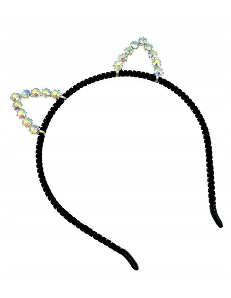 Opaska na włosy Uszka Srebrne Uszka z cyrkoniami Opaska Lolita Accessories