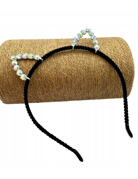 Opaska na włosy Uszka Srebrne Uszka z cyrkoniami Opaska Lolita Accessories