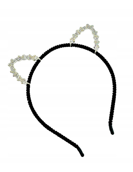 Opaska na włosy Uszka Srebrne Uszka z cyrkoniami Opaska Lolita Accessories