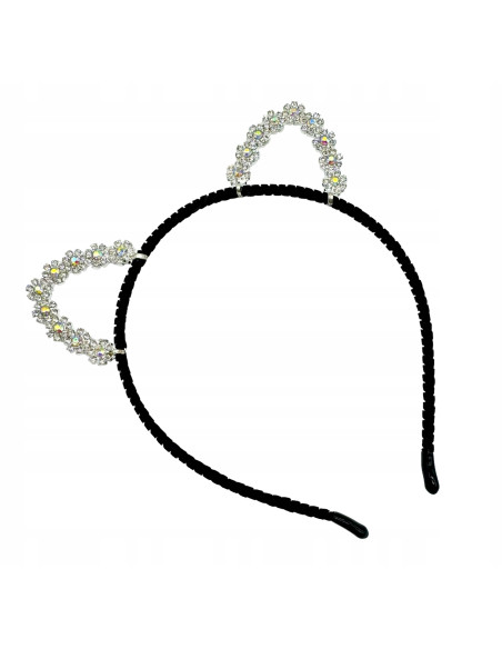 Opaska na włosy Uszka Srebrne Uszka z cyrkoniami Opaska Lolita Accessories