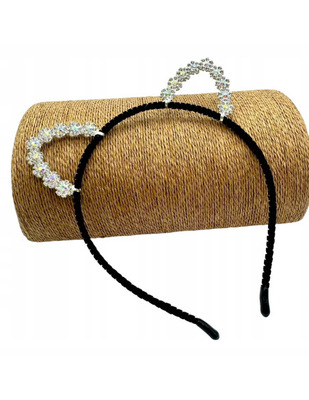 Opaska na włosy Uszka Srebrne Uszka z cyrkoniami Opaska Lolita Accessories