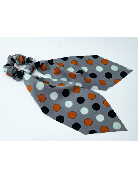 Gumka do włosów Scrunchie Gumka do włosów w oplocie z KOKARDĄ XL w KROPKI