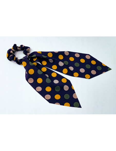 Gumka do włosów Scrunchie Gumka do włosów w oplocie z KOKARDĄ XL w KROPKI