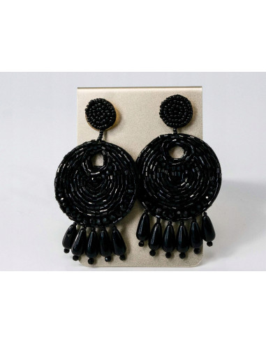 Kolczyki BOHO KORALIKI CZARNE DUŻE doskonałe Lolita Accessories