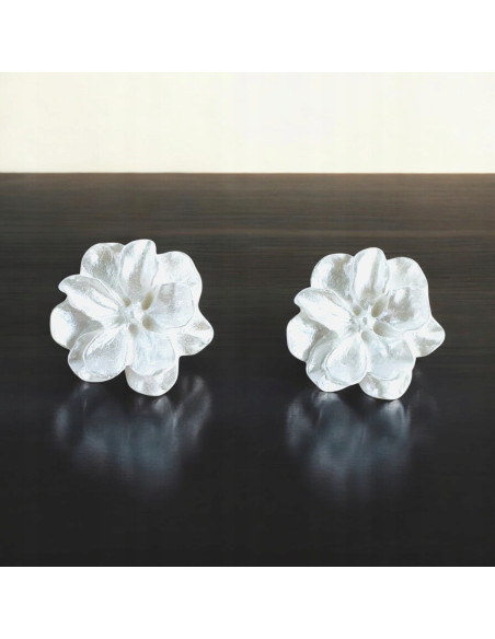 Kolczyki BIAŁE KWIATY KWIATKI Lolita AKCESORIA srebrny sztyft 925