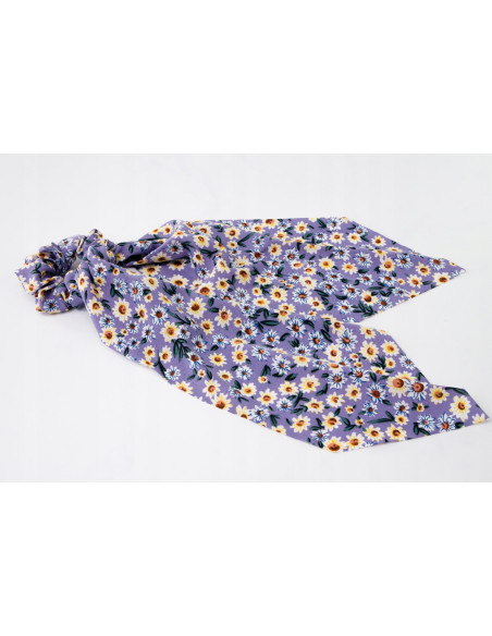 Gumka do włosów Scrunchie Gumka do włosów w oplocie z KOKARDĄ W KWIATKI XL