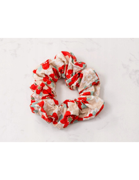 Gumka do włosów Scrunchie Gumka do włosów w oplocie KWIATKI EKO