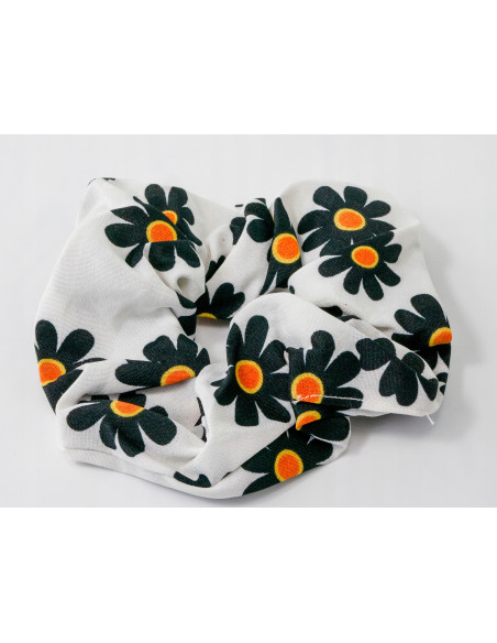 Gumka do włosów Scrunchie Gumka do włosów w oplocie KWIATKI STOKROTKI