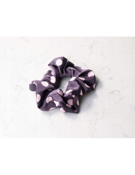 Gumka do włosów Scrunchie SATYNOWA Gumka do włosów w oplocie w kropki
