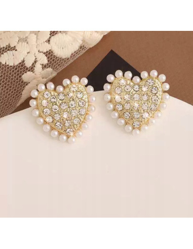 Kolczyki PERŁOWE SERDUSZKA SERCA Lolita...