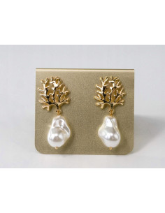 Kolczyki drzewko koral z perłą doskonałe Lolita...