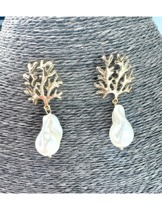 Kolczyki drzewko koral z perłą doskonałe Lolita... 2