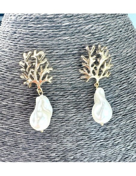 Kolczyki drzewko koral z perłą doskonałe Lolita Accessories PERŁOWE