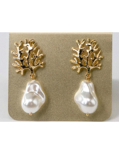 Kolczyki drzewko koral z perłą doskonałe Lolita...