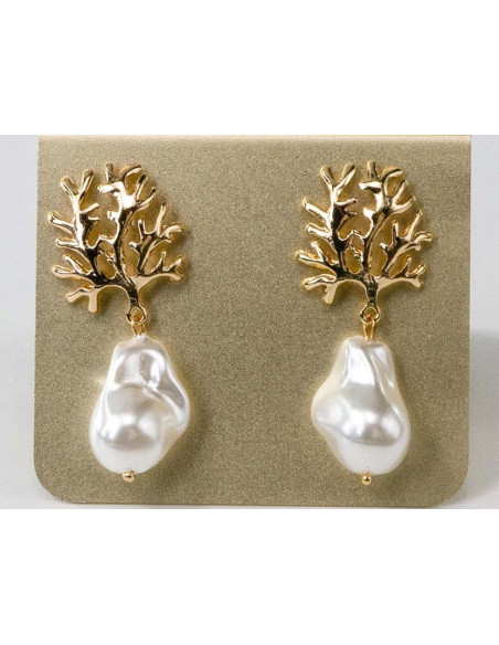 Kolczyki drzewko koral z perłą doskonałe Lolita Accessories PERŁOWE