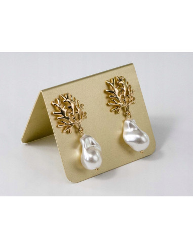 Kolczyki drzewko koral z perłą doskonałe Lolita...