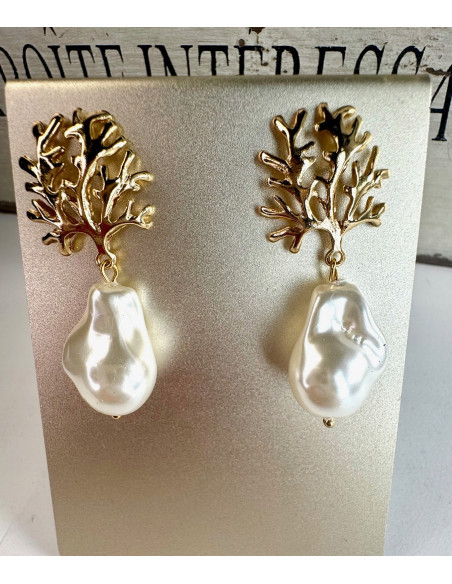 Kolczyki drzewko koral z perłą doskonałe Lolita Accessories PERŁOWE