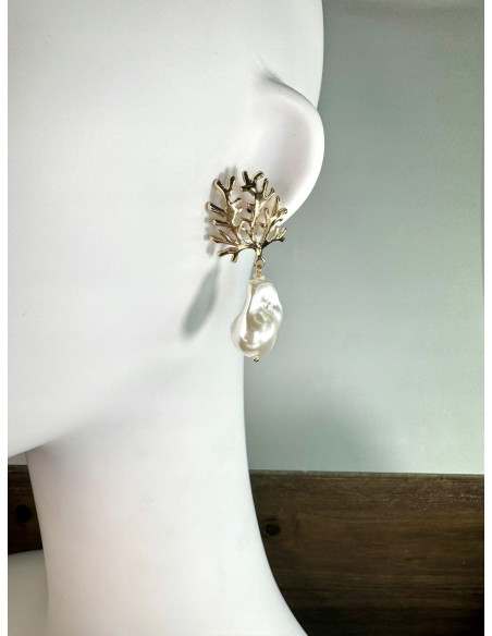 Kolczyki drzewko koral z perłą doskonałe Lolita Accessories PERŁOWE