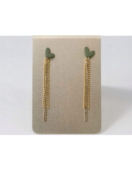 Kolczyki Zielone Serca nie uczulające Lolita Accessories srebrny sztyft 925